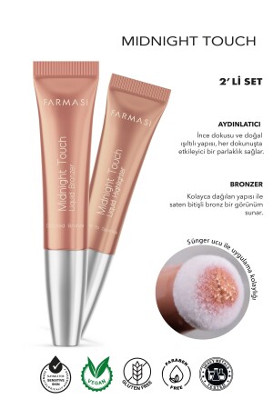 Midnight Touch Yumuşak Sünger Uçlu Set Likit Bronzlaştırıcı & Highlighter 12ml X2 - 2