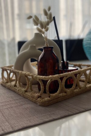 حلقة الخشب المصنوعة يدويا من الخشب من الخشب الطبيعي رفيا الصندوق العرض حامل MIEN00216 - MİEN HOME