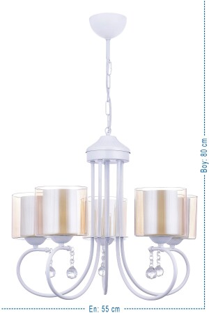 Mihrimah 5 Li Lüx Çift Camlı Avize (beyaz) PA.0422 - polataydinlatma