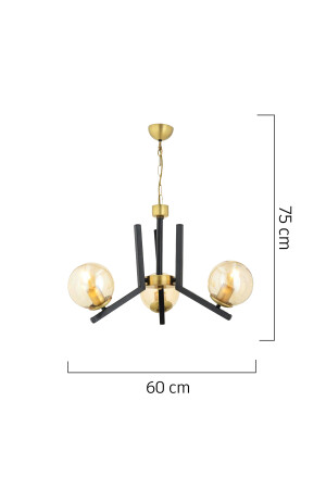 Mikel 3-teiliger schwarzer antiker moderner Schlafzimmer-Küchen-Wohnzimmer-Retro-Wohnzimmer-Kronleuchter 3426-03-BL - 5