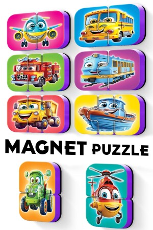 Mıknatıslı Bebek Yapbozu Araçlar Magnet Puzzle - 1