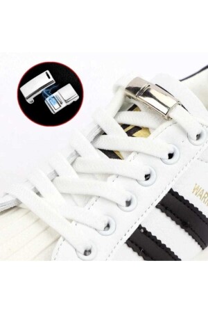 Mıknatıslı Manyetik Lastikli Ayakkabı Bağcık Yeni Model Klipsli Beyaz - 1