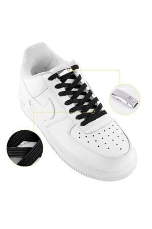 Mıknatıslı Manyetik Lastikli Ayakkabı Bağcık Yeni Model Klipsli Siyah - 1
