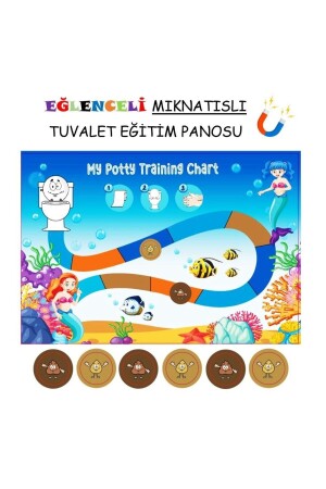 Mıknatıslı Tuvalet Eğitimi Panosu Pano 21x30 Cm -16 Magnetli - Denizaltı Temalı GHY6666dzx - 4