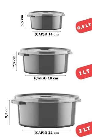 Mikrowellen- und gefriergeeignetes Vorratsbehälter-Set rund 12-teilig Anthrazit NDY-2900 - 8