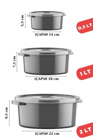 Mikrowellen- und gefriergeeignetes Vorratsbehälter-Set rund 12-teilig Anthrazit NDY-KMP-2900-12 - 8