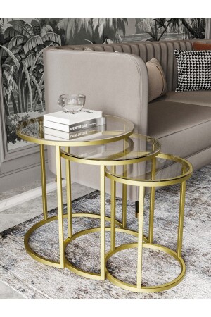 Milas Gold Nesting Couchtisch – Transparentes Glas DKp3830 - 4