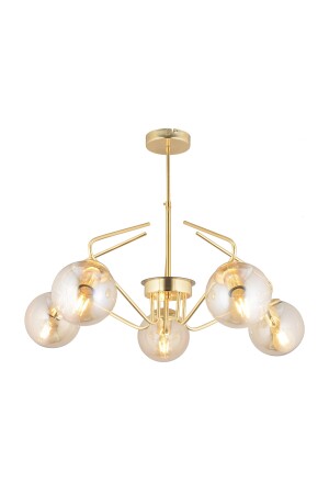 Mildred 5-teilige moderne Hängelampe aus goldenem Honigglas, junges Zimmer, Küche, Schlafzimmer, Wohnzimmer, Hängelampe, Kronleuchter 3953-05-GD - 4