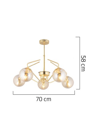 Mildred 5-teilige moderne Hängelampe aus goldenem Honigglas, junges Zimmer, Küche, Schlafzimmer, Wohnzimmer, Hängelampe, Kronleuchter 3953-05-GD - 6