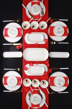 Milenyum 31-teiliges weißes, schlichtes, goldvergoldetes Frühstücksset für 6 Personen 12210 XSH-012210/1TY - ACAR