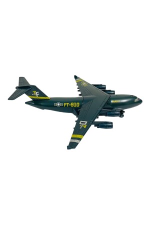 Militärisches Frachtflugzeug-Metallmodell, schwarz, mit blauen Lichtern und Sound, P1426S8694 - 3
