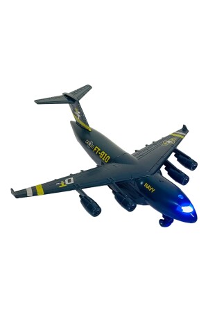 Militärisches Frachtflugzeug-Metallmodell, schwarz, mit blauen Lichtern und Sound, P1426S8694 - 4