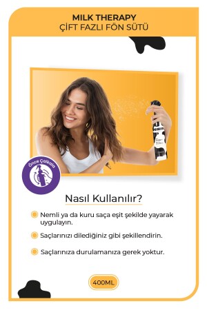 Milk Therapy Saç Bakım Fön Suyu 400 ml 2 Adet - 4