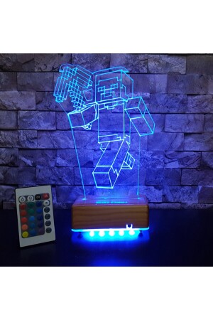 Minecraft 3d Led Lamba Doğumgünü Hediyesi Gece Lambası 16 Renkli VİPYOL-MİNECRAFT1 - 3