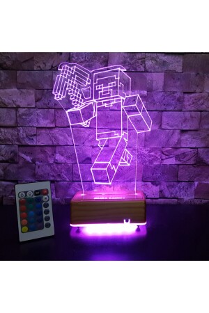 Minecraft 3d Led Lamba Doğumgünü Hediyesi Gece Lambası 16 Renkli VİPYOL-MİNECRAFT1 - 4