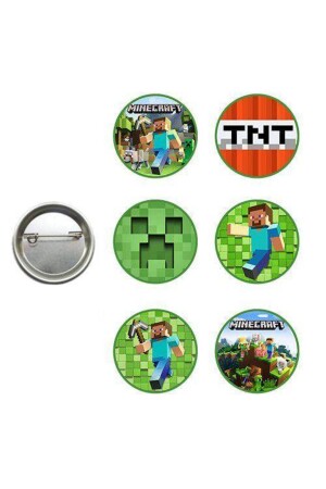 Minecraft-Geschenk-Party-Abzeichen (6 Stück) - 1