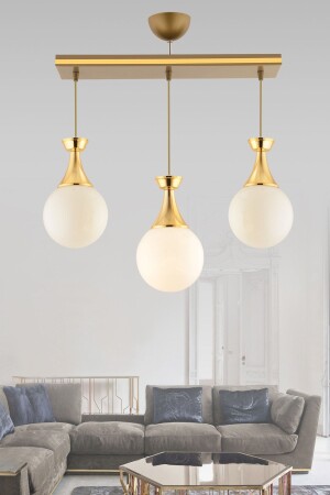 MNZ-Minnel 3 Piece زجاجي قديم الذهب زجاجي الكرة الأرضية الشمعة 3057 - KUZEY AYDINLATMA