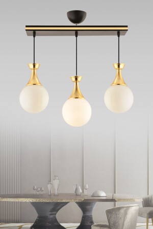 MNZ-Minnel 3-Light أسود إلى ذهبية زجاجية زجاجية غرفة المعيشة الإضاءة 3055 - KUZEY AYDINLATMA