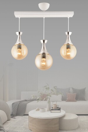 MNZ-Minnel 3-Plus زرقاء زرقاء الكروم زجاجية زجاجية غرفة المعيشة شمعة 3052 - KUZEY AYDINLATMA