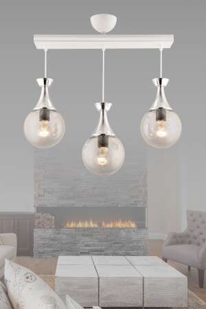 MNZ-Minnel 3-Plus زرقاء زرقاء الكروم زجاجية زجاجية غرفة المعيشة شمعة 3052 - KUZEY AYDINLATMA