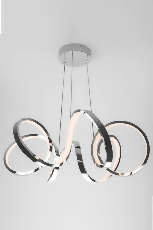 Minerva Chrom moderne Pendelleuchte, weißes Licht, LED-Kronleuchter, Wohnzimmer, Küche, Zimmer, LED-Kronleuchter - 7