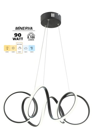 Minerva Schwarze moderne Pendelleuchte, weißes Licht, Wohnzimmer, Küche, LED-Kronleuchter - 3