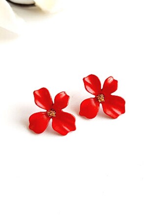 Mini Çiçek Küpe Kırmızı - 1