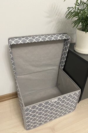 Mini Çok Amaçlı Saklama Kutusu-kutu Hurç-kutu-organizer-oyuncak Kutusu Gri Zincir Desen 30x40x25 - 1