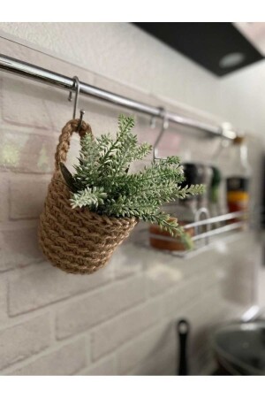mini duvara asılabilen sepet- mutfak dekoratif sepet- saksılık- kaktüs sepeti - Nympha