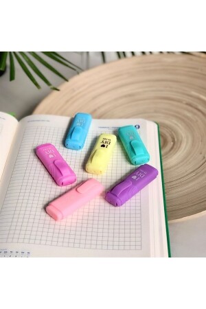 Mini Fosforlu Kalem 6'lı Öğrenci Işaretleme Kalemi - Pastel Renkler Ho0184 - 1