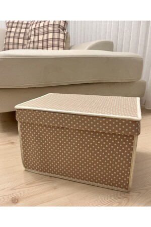 Mini-Mehrzweck-Aufbewahrungsbox-Box Aufbewahrungstasche-Box-Organizer-Spielzeugbox Beige gepunktetes Muster 30x40x25 - 4