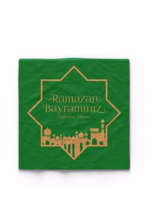 Mini Party Store Vergoldete Serviette Grün Ramadan Bayram Gold 16-teilig - 1