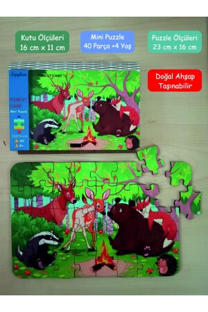 Mini-Puzzle „Waldcamp“ aus Holz, 40 Teile + 4 Altersstufen - Sipylum