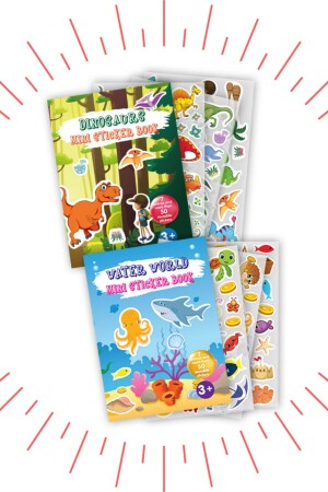 Mini Sticker Book ( 2'li Set) Dinosaurs Ve Water World Tekrar Kullanılabilir Sticker Kitap BON88458852 - 1