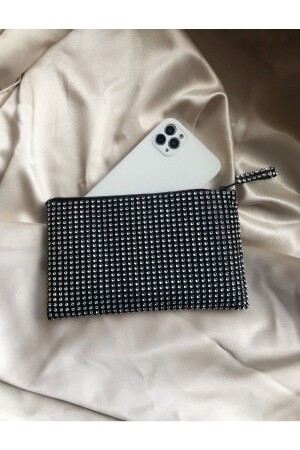 Mini Taşlı Taş Görünümlü Işıltılı Abiye El Çantası Portföy Clutch - 1