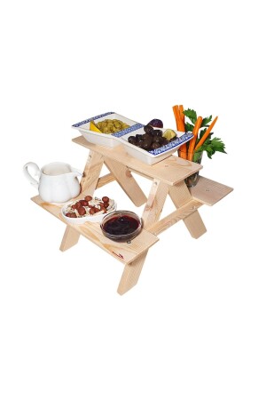 Mini-Tischtablett aus Naturholz, Snack-Frühstückstablett, Präsentationstablett, dekorative Präsentationsschale, Miniatur-Recreation-Tisch, Frühstücksschale - 1