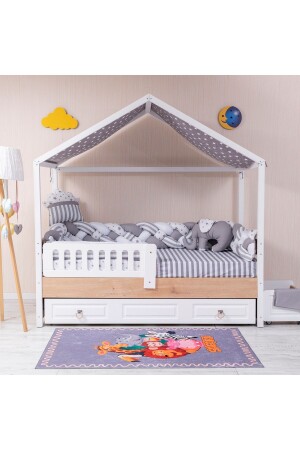 Minibaby Gri Filli 3’lü Örgü Montessori Bebek Çocuk Uyku Seti 90x190 525232 - Mini Baby