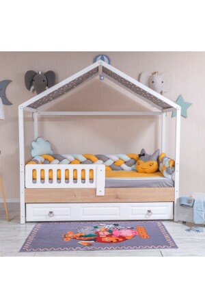 Minibaby Pastel Sarı 4’lü Örgü Montessori Bebek Çocuk Uyku Seti 5295956 - 1