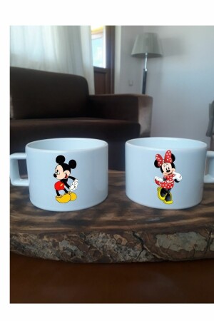 Minie Mickey Mouse Geschenkdesign, 2er-Pack weiß bedruckte Tee- und Kaffeetassen, Modell kel-00026 - 2