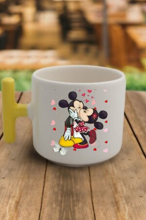 Minie Miki Mouse Sevgililer Günü Tasarımlı Deri Bileklik Zeytin Yapragı Çayı Hediyeli Fincan Modeli - 2