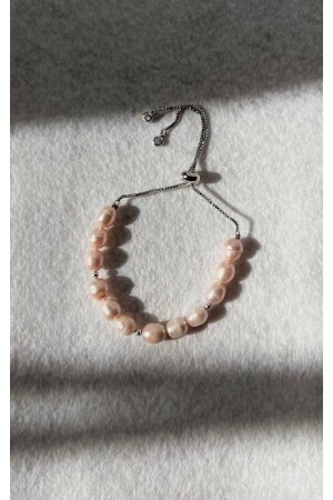 Minimal Pearl Weißgold vergoldetes Armband für Damen, echte rosa Perle - 3