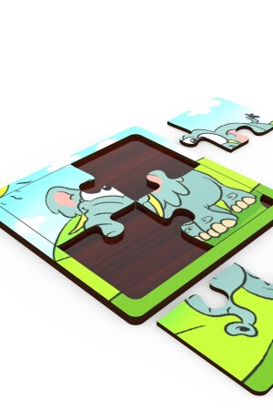 minIQ toys Ahsap 10'lu Mini Puzzle Seti -Afacan Kopek-Saskin Kedi-Gurultucu Aslan-Cuce Zurafa... - 5