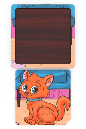 Minıq Toys Ahşap Saskin Kedi Mini Puzzle (4 Parca) - 3