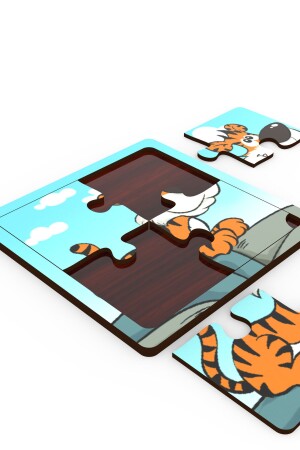 minIQ Toys Holz-Minipuzzle-Set mit 10 Stück – schelmischer Hund, traurige Katze, lauter Löwe, Zwerggiraffe.SET-0001 - 8