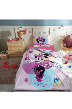 Minnie Mouse Happy Single Disney lizenziertes elastisches Spannbettlaken-Kinderbettbezug-Set PR-EVTEKSTILI-58047501327 - 5