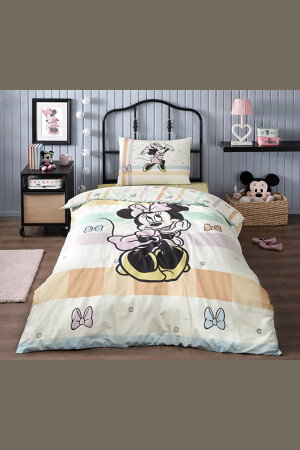 Minnie Mouse Happy Tek Kişilik Disney Lisanslı Lastikli Fitted Çarşaf Çocuk Nevresim Takımı MİNNİE HAPPY SARI - 6