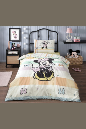 Minnie Mouse Happy Tek Kişilik Disney Lisanslı Lastikli Fitted Çarşaf Çocuk Nevresim Takımı MİNNİE HAPPY SARI - 7