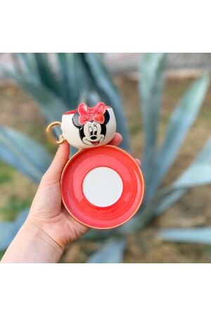 Minnie Mouse Kahve Fincanı Kırmızı Seramik El Yapımı BSK-MKF02 - 1
