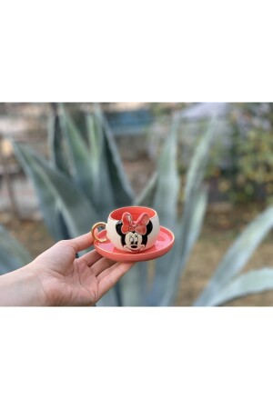 Minnie Mouse Kahve Fincanı Kırmızı Seramik El Yapımı BSK-MKF02 - 8