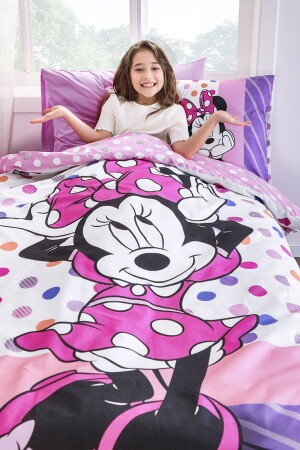 Minnie Mouse Trend Tek Kişilik Disney Lisanslı Lastikli Fitted Çarşaf Çocuk Nevresim Takımı PR-12536246 - 1